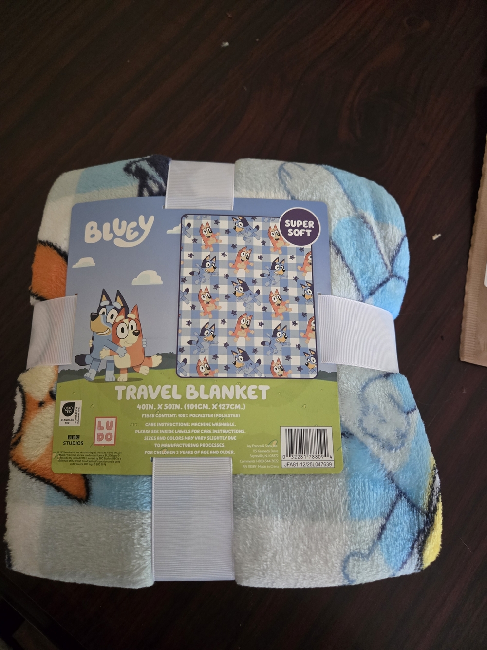 Disney Bluey Travel Blanket - Blue, Light Blue, Orange, White